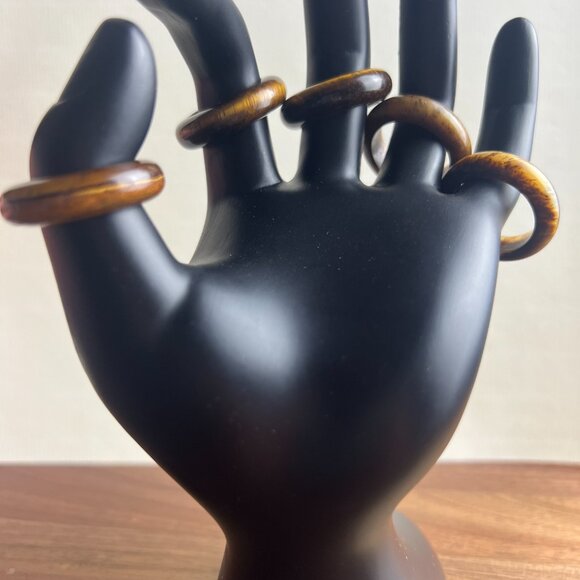 Solid Tigers Eye Ring, Unisex Tigers Eye 7mm Band, Chakra Ring, Size 8 - Picture 3 of 6